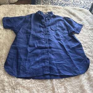 Ann Gerlin Women’s Blue 100% Linen Button Down Size 18